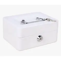 OKAY - Caja Fuerte Metálica Con Llave Para Dinero 15x12x8cm Color Blanco