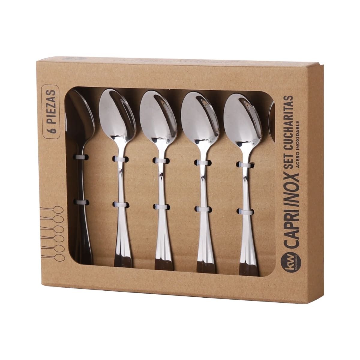 KITCHENWARE - Set De Cucharitas 6 Piezas Capri Acero Inoxidable