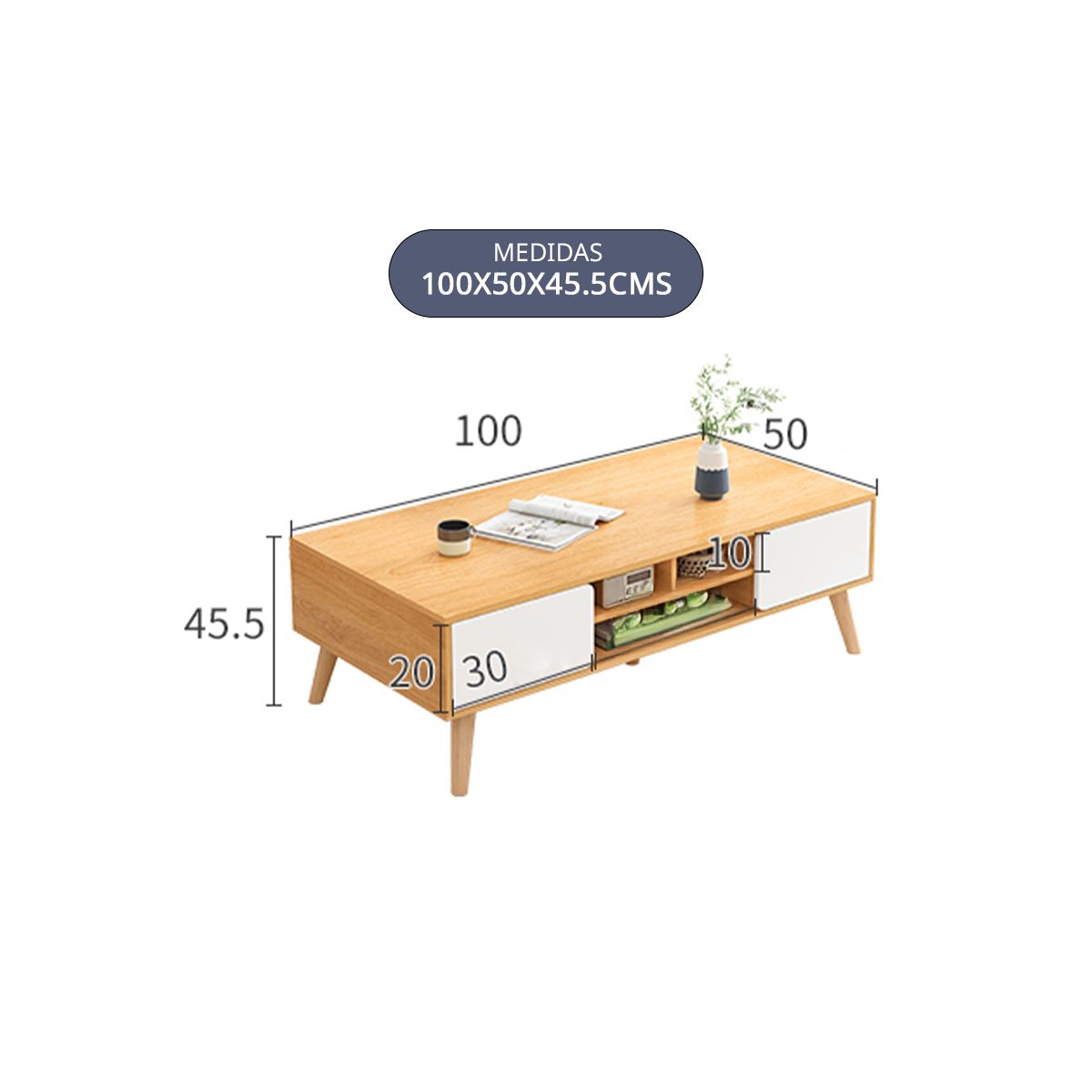 CASA BELLA - Mesa de centro 100x50x45 cms