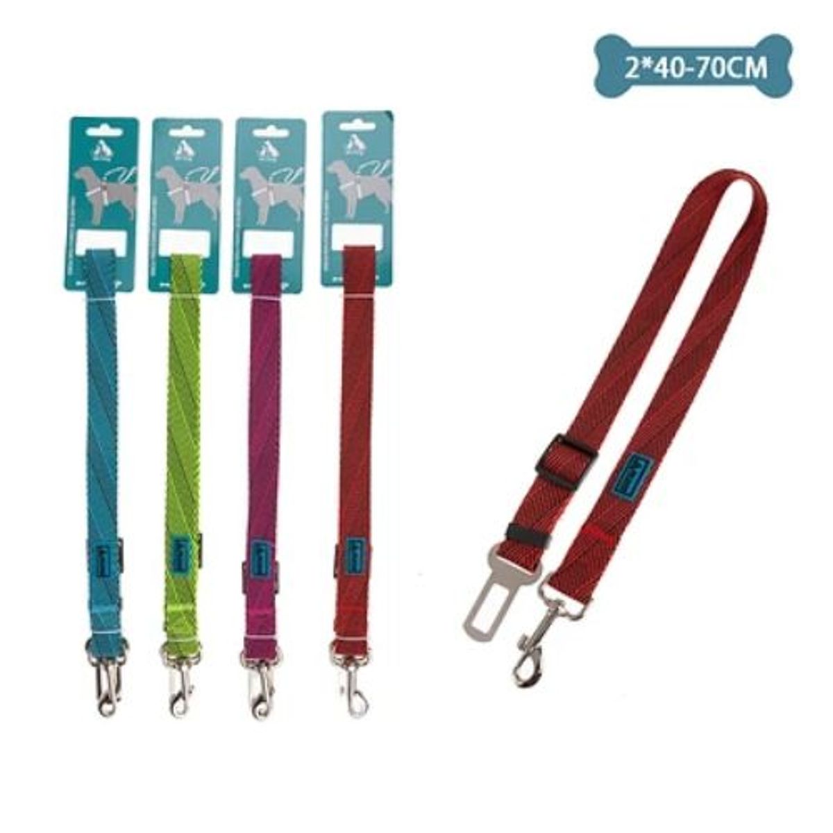GENERICO - Cinturón de seguridad para mascota 20cm40cm-70cm Color Rosado