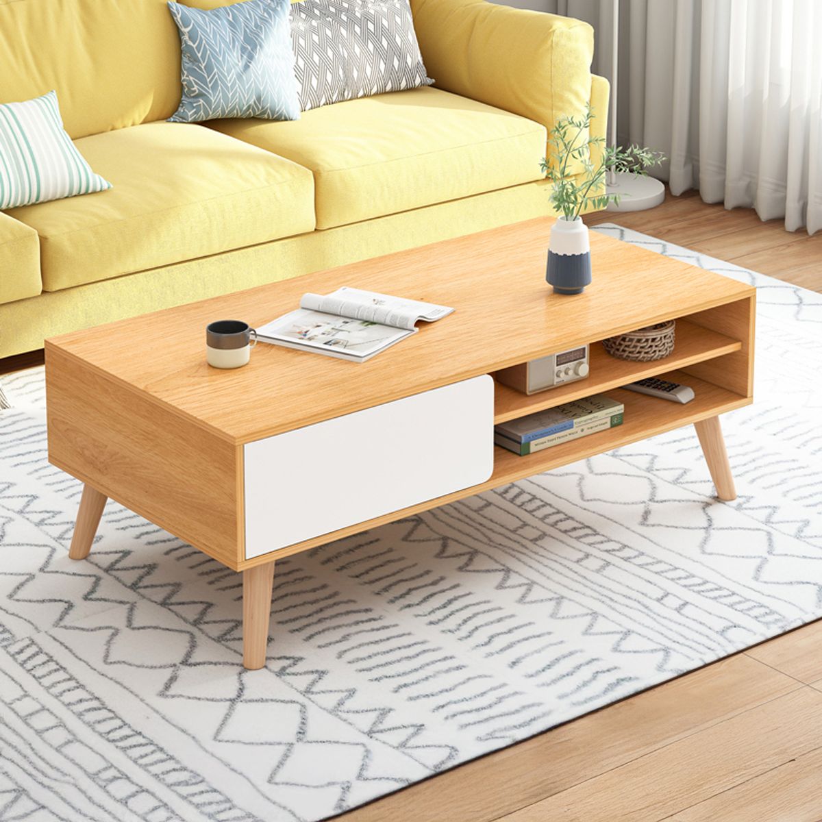 CASA BELLA - Mesa de Centro madera 80x40x45 cms