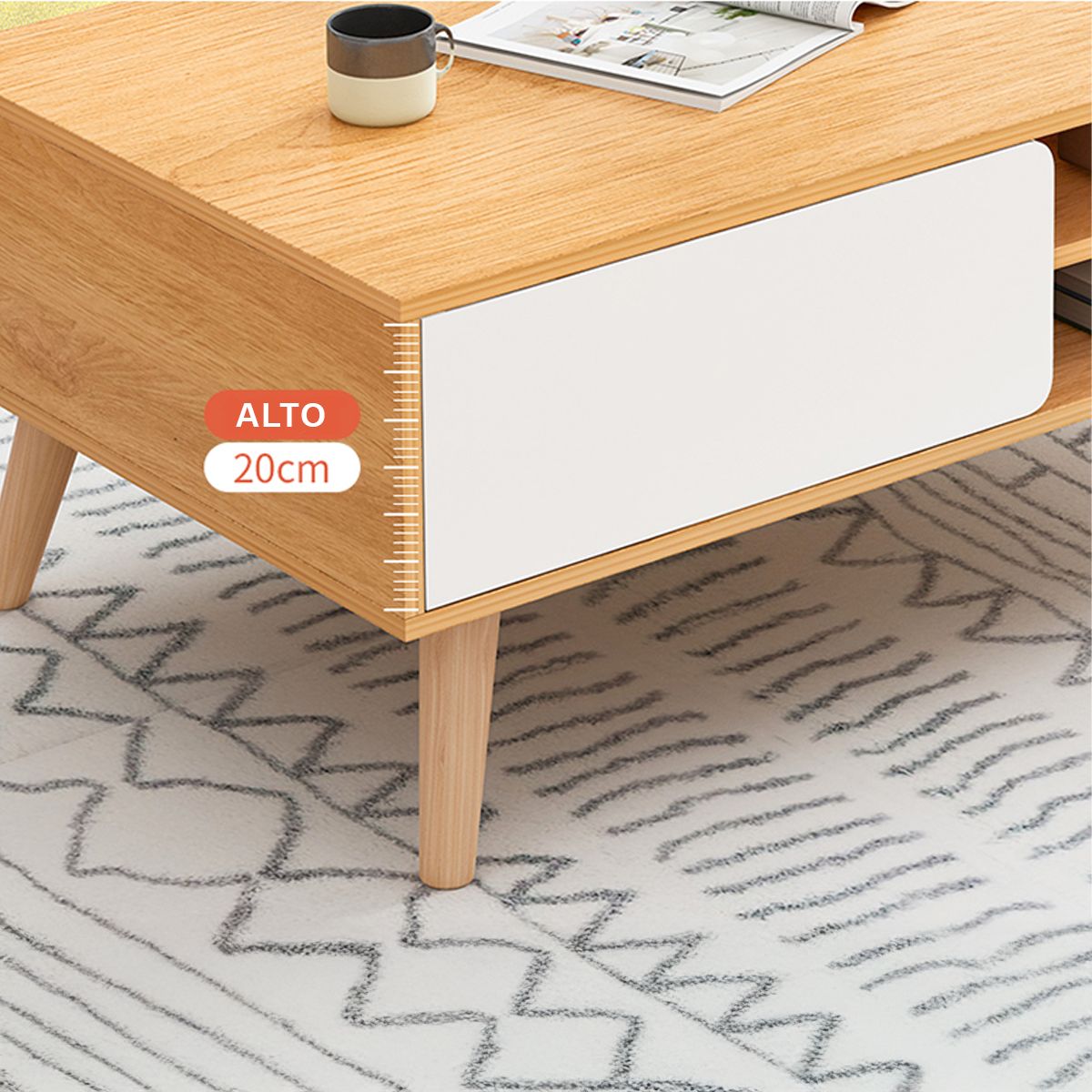 CASA BELLA - Mesa de Centro madera 80x40x45 cms