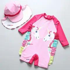 JUMP KIDS - Traje de Baño Enterito Cremallera Manga Larga Con Gorro Niña 1 a 5 años Pink Unicorn