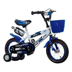 GENERICO - Bicicleta Infantil Aro 12 Color Azul Con Ruedas De Entrenamiento - AZUL
