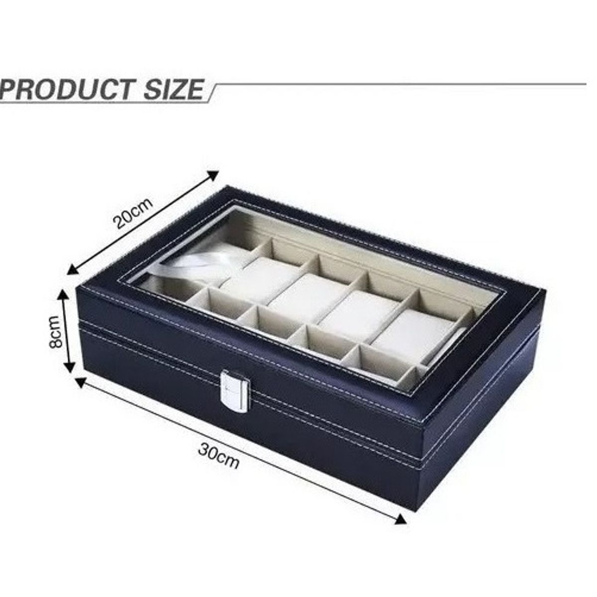 GENERICO - Pack x2 Cajas Organizadoras de Relojes 12 espacios  Estuche Premium con Vidrio deal Regalo