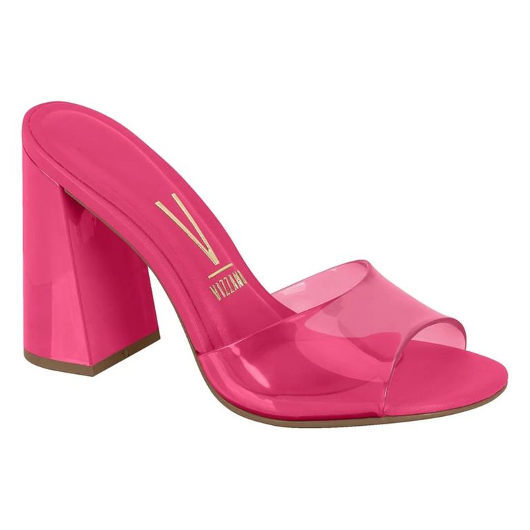 Sandalia Taco Ancho Rosa Mujer