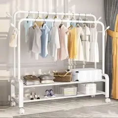 GENERICO - PERCHERO BLANCO DOBLE BARRA 162X150X40 CM SOPORTA 48 KG WM