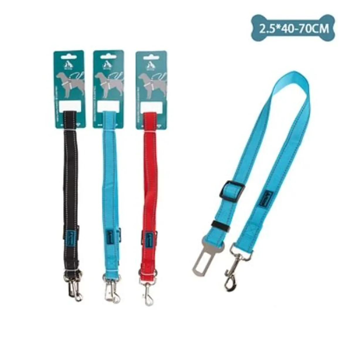 GENERICO - Cinturón de seguridad para mascota 25cm40cm-70cm Color Negro