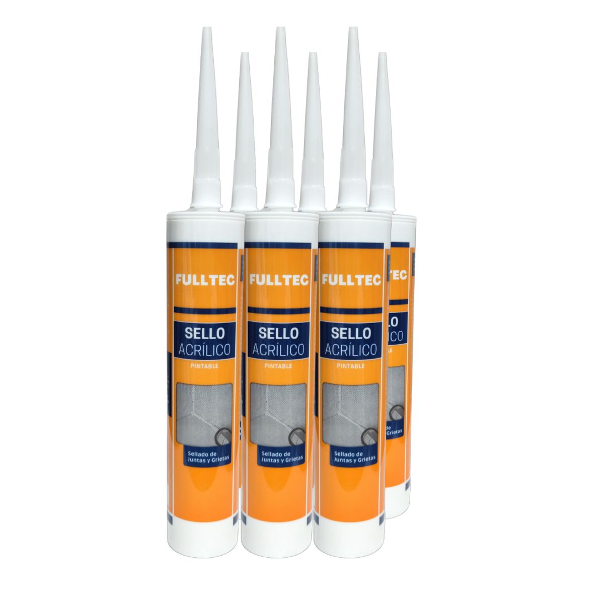 FULLTEC - Pack 6 Silicona Pintable Fulltec Blanca 290ML