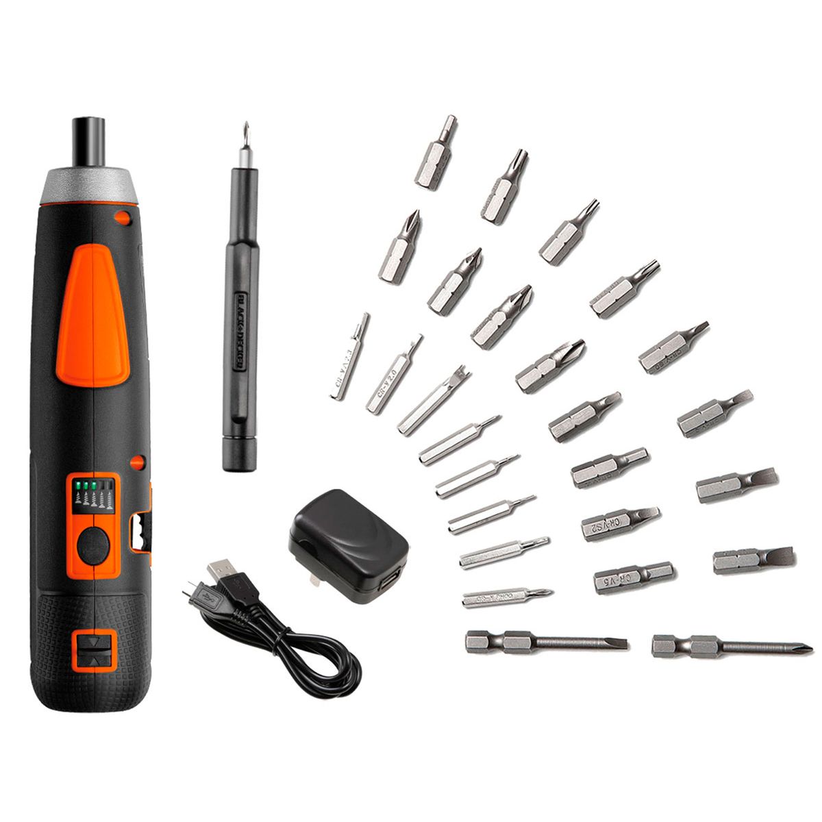 BLACK+DECKER - Atornillador Inalámbrico 4V + 27 accesorios BLACK+DECKER