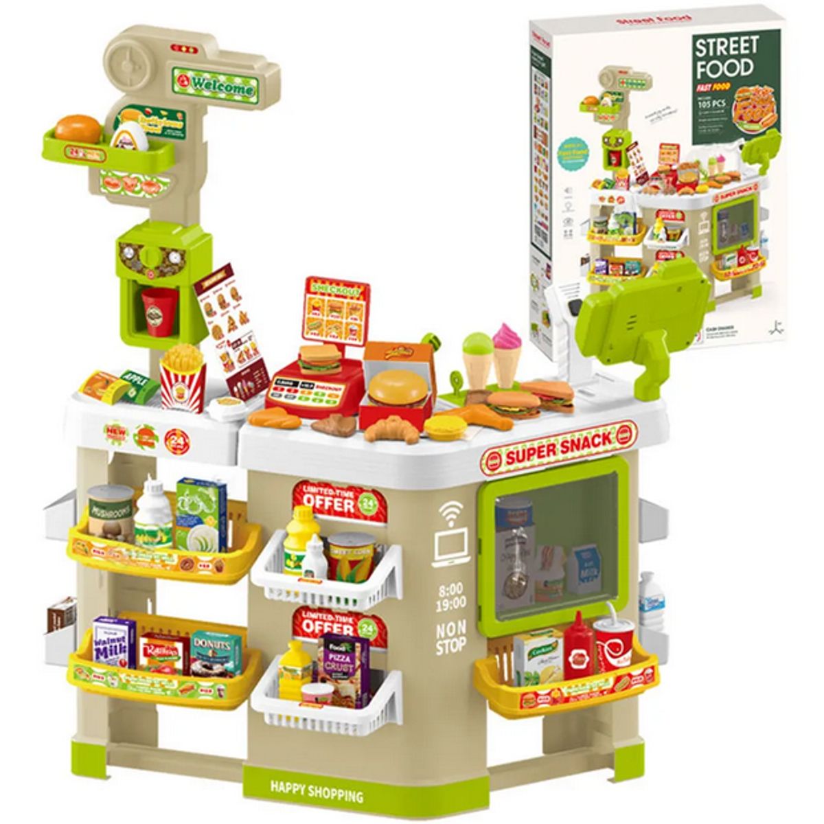 GENERICO - Street Food Supermercado 105 Psc Caja Registradora Juguete Multicolor