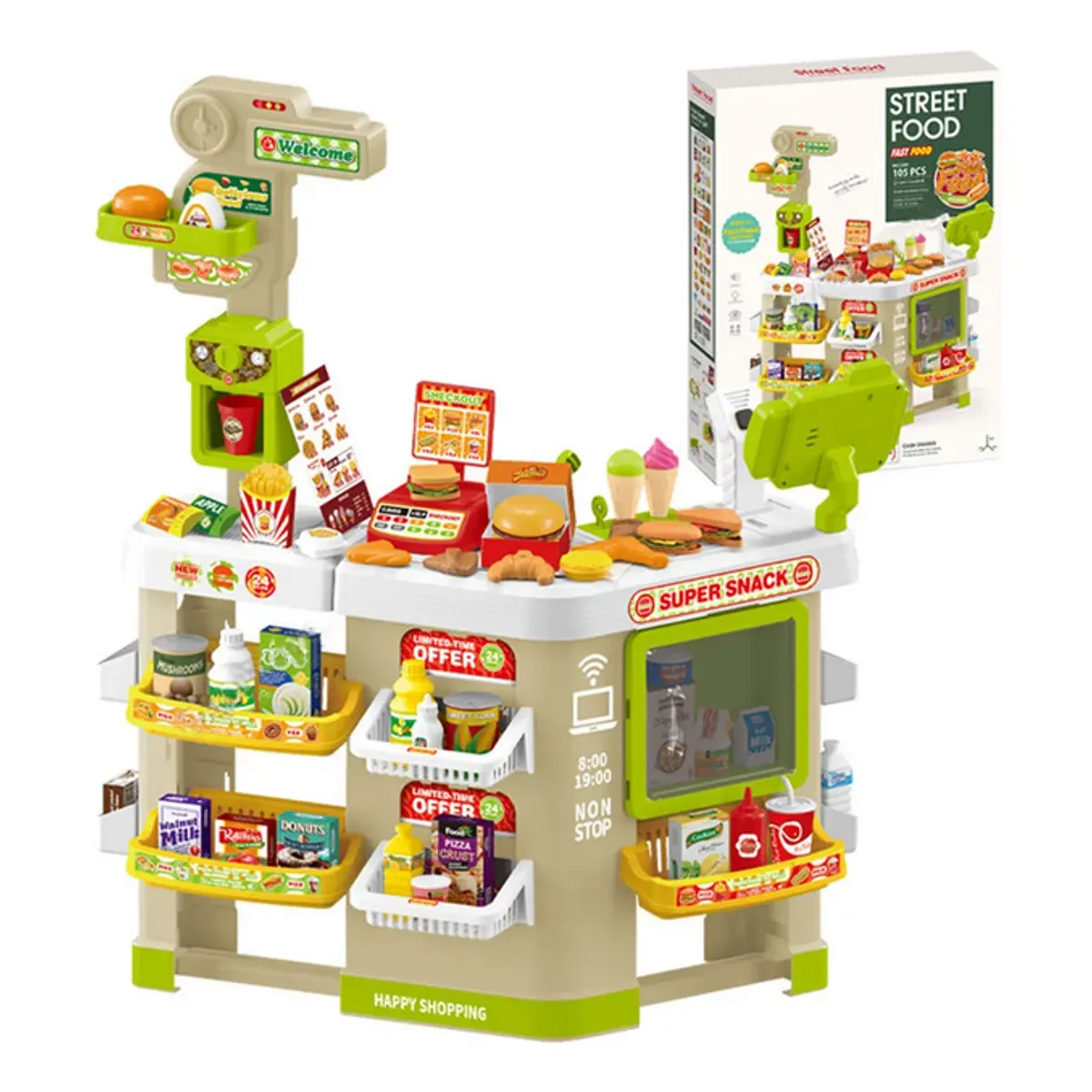 GENERICO - Street Food Supermercado 105 Psc Caja Registradora Juguete Multicolor