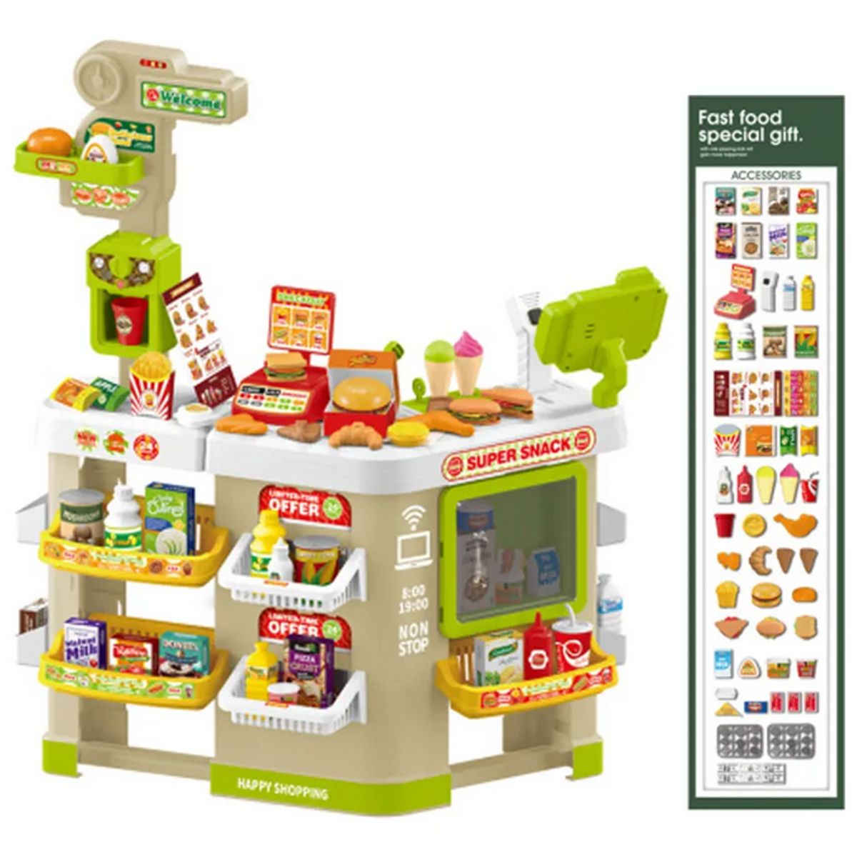 GENERICO - Street Food Supermercado 105 Psc Caja Registradora Juguete Multicolor