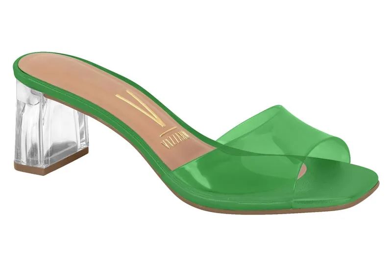 Sandalia Taco Ancho Verde Mujer