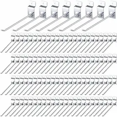 MUNDO MAGIA - Pack 100 Ganchos Gancheras Panel Ranurado 15 Cm Exhibidor