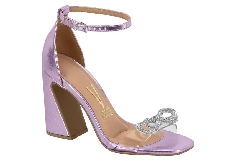 Sandalia Taco Ancho Morado Mujer
