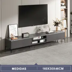 TIENDA EL GARAGE - RACK TV MINIMALIST MADERA GRIS DOBLE PUERTA SLIM 160x30x46 CM