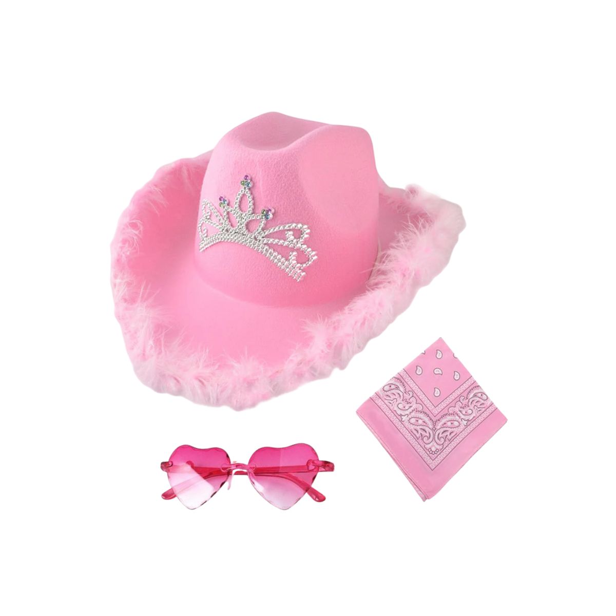 GENERICO - Sombrero De Vaquera  Con Gafas De Corazón + Bandana Cosplay