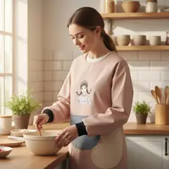 GENERICO - Delantal de cocina impermeable con mangas largas y bolsillo