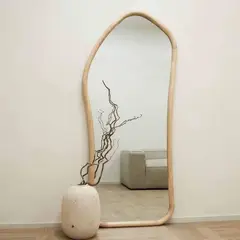 SANTU HOME & DECO - Espejo Irregular Cuerpo Entero Madera Color Abedul 200x100cm