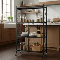 HOMEBRANDT - Carro Organizador Estante Plegable 4 Niveles Ruedas Cocina