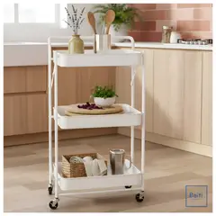 HOMEBRANDT - Carro Plegable Blanco Carrito Organizador Estante Con Rueda Multi