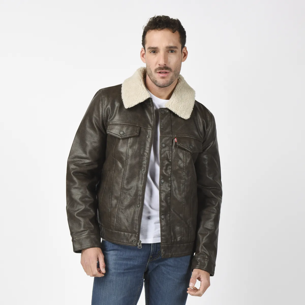 LEVIS - Chaqueta Hombre Sherpa Collar Café Levis