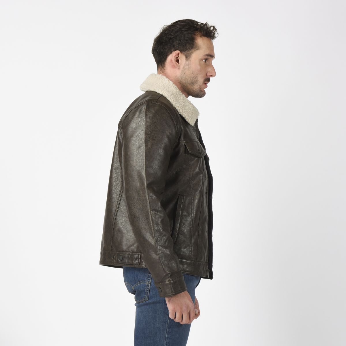 LEVIS - Chaqueta Hombre Sherpa Collar Café Levis
