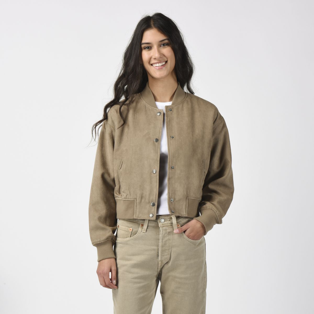 LEVIS - Chaqueta Mujer Cropped Varsity Bomber Café Levis