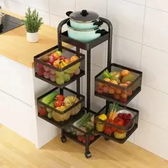 HOMEBRANDT - Estante Organizador Negro Verdulero Frutero Metal Giratorio 5 Piso