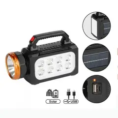 MUNDO MAGIA - Linterna Solar 3 En 1 Usb Recargable Powerbank Foco Led