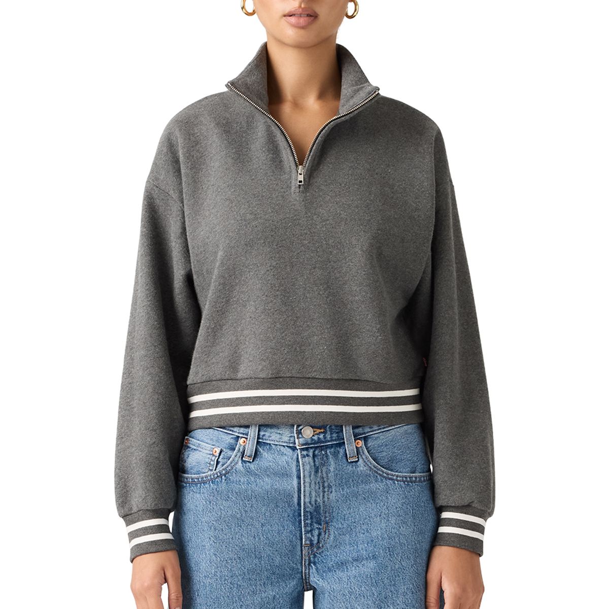 LEVIS - Polerón Mujer Everyday Quarter Zip Gris Levis
