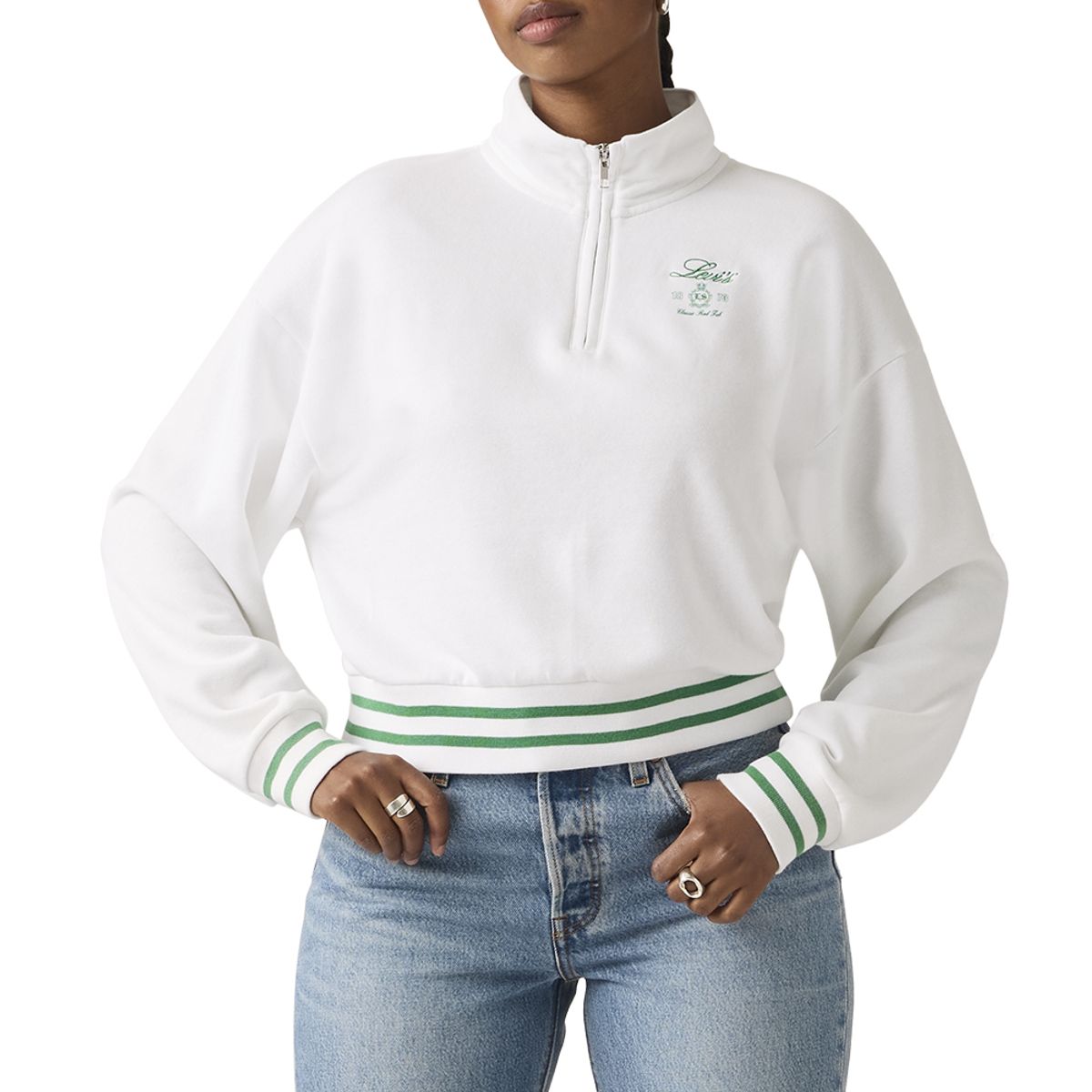 LEVIS - Polerón Mujer Gr Everyday 1/4 Zip Blanco Levis