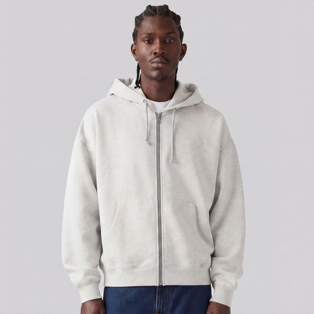 LEVIS - Polerón Hombre Cropped Full Zip Gris Levis
