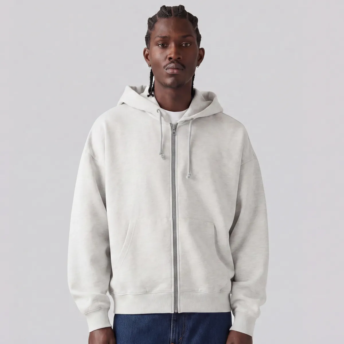 LEVIS - Polerón Hombre Cropped Full Zip Gris Levis