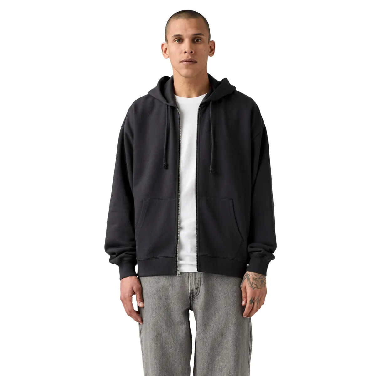 LEVIS - Polerón Hombre Cropped Full Zip Negro Levis