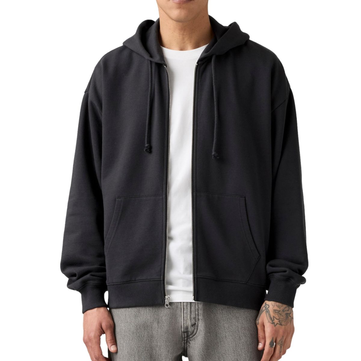 LEVIS - Polerón Hombre Cropped Full Zip Negro Levis