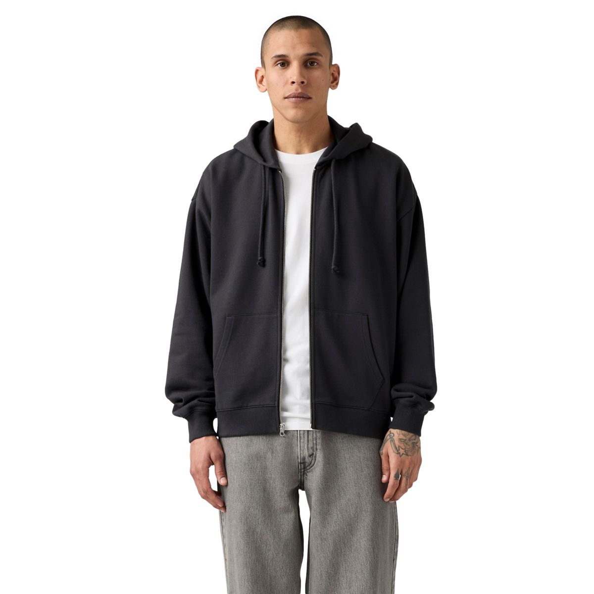LEVIS - Polerón Hombre Cropped Full Zip Negro Levis