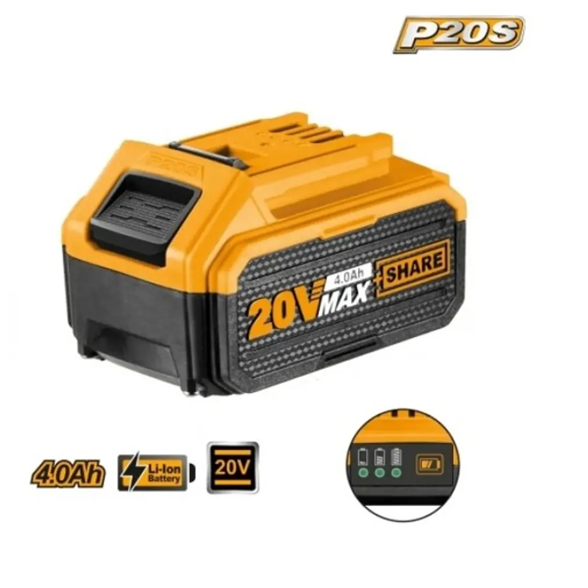 Batería de iones de litio industrial de 20V y 40Ah, marca INGCO - Foto Principal