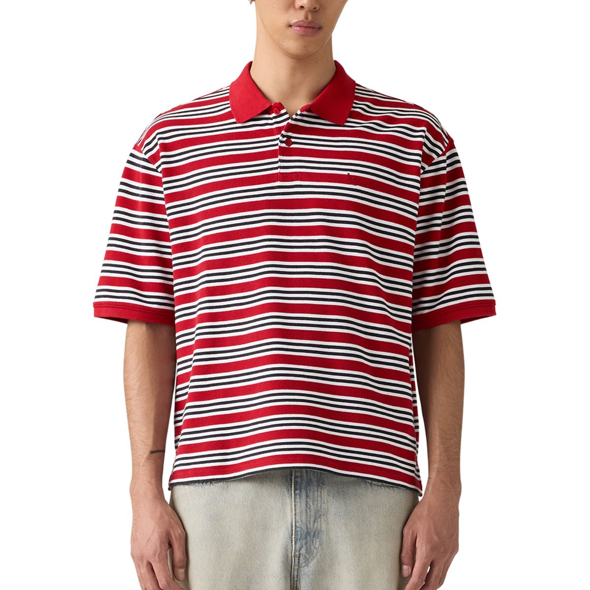 LEVIS - Polera Hombre Finn Cropped Polo Rojo Levis
