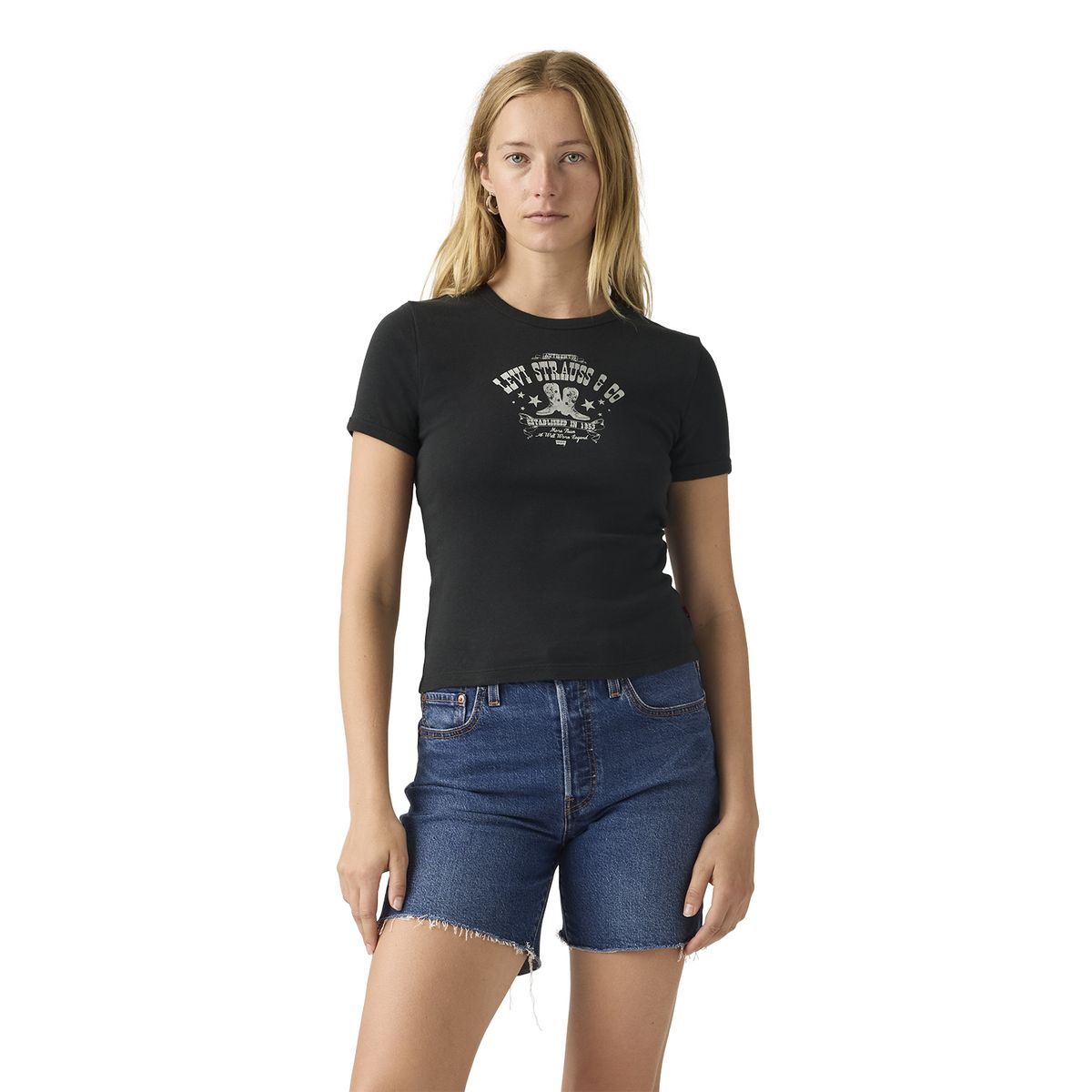 LEVIS - Polera Mujer Graphic Ringer Rickie Negro Levis