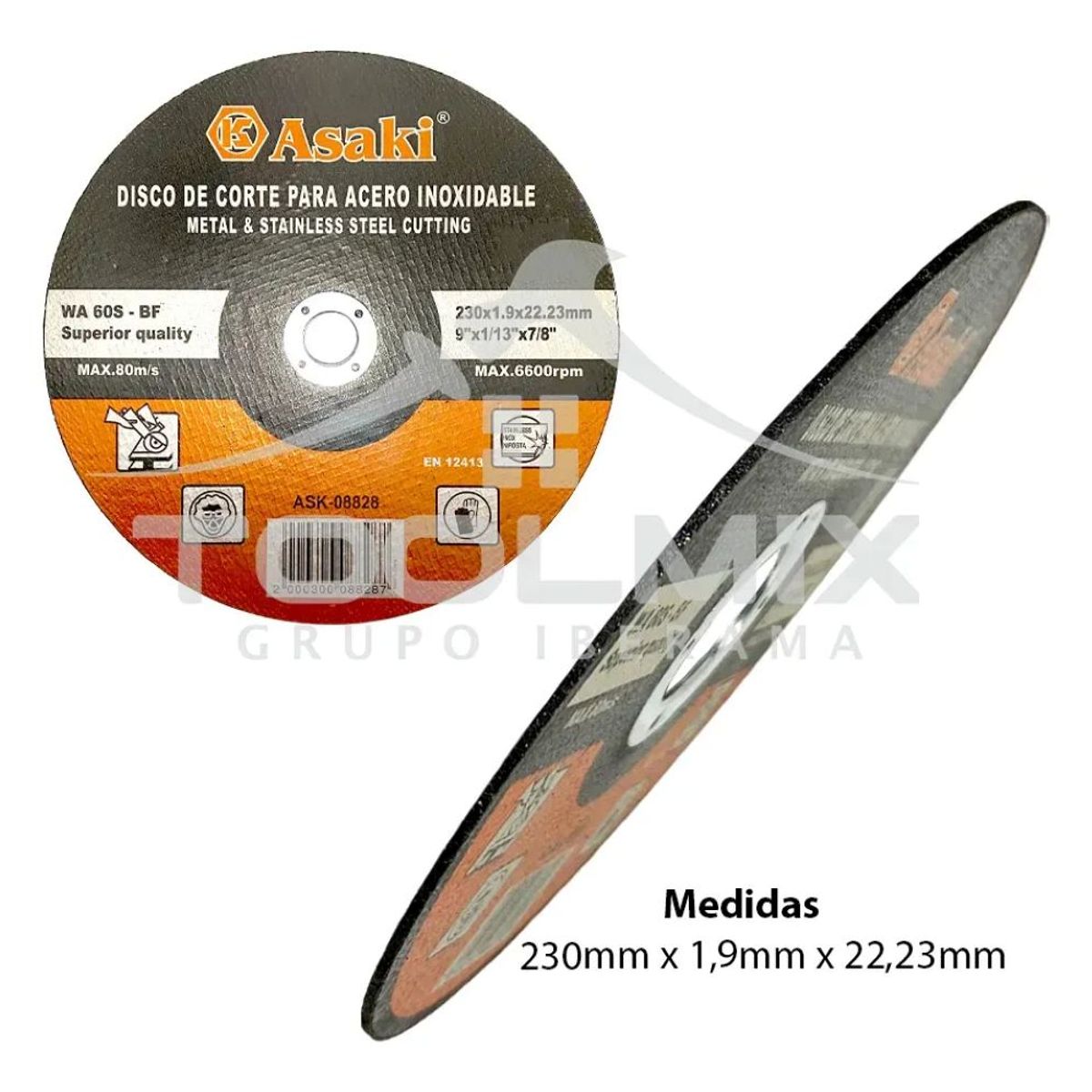 GENERICO - 10 Discos Corte Para Acero Metal Hierro 230x1.9x22,23mm