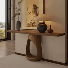 SANTU HOME & DECO - Mesa Arrimo Nido Madera Maciza Tono Nogal
