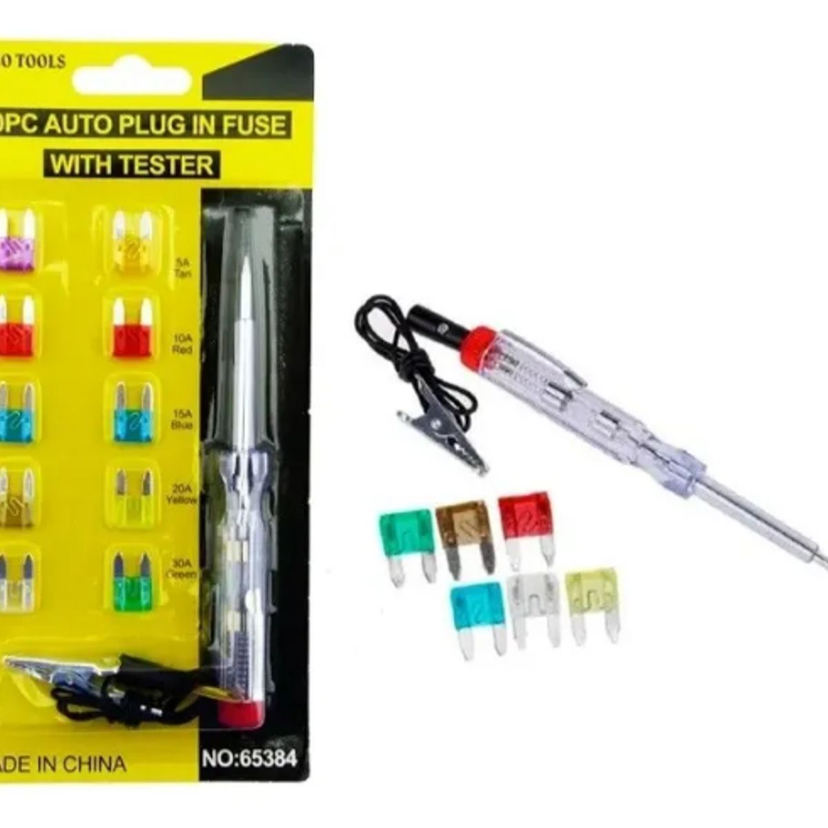 Kit Mini Fusibles + Probador De Corriente Fusibles De Auto, marca GENERICO - Foto Principal