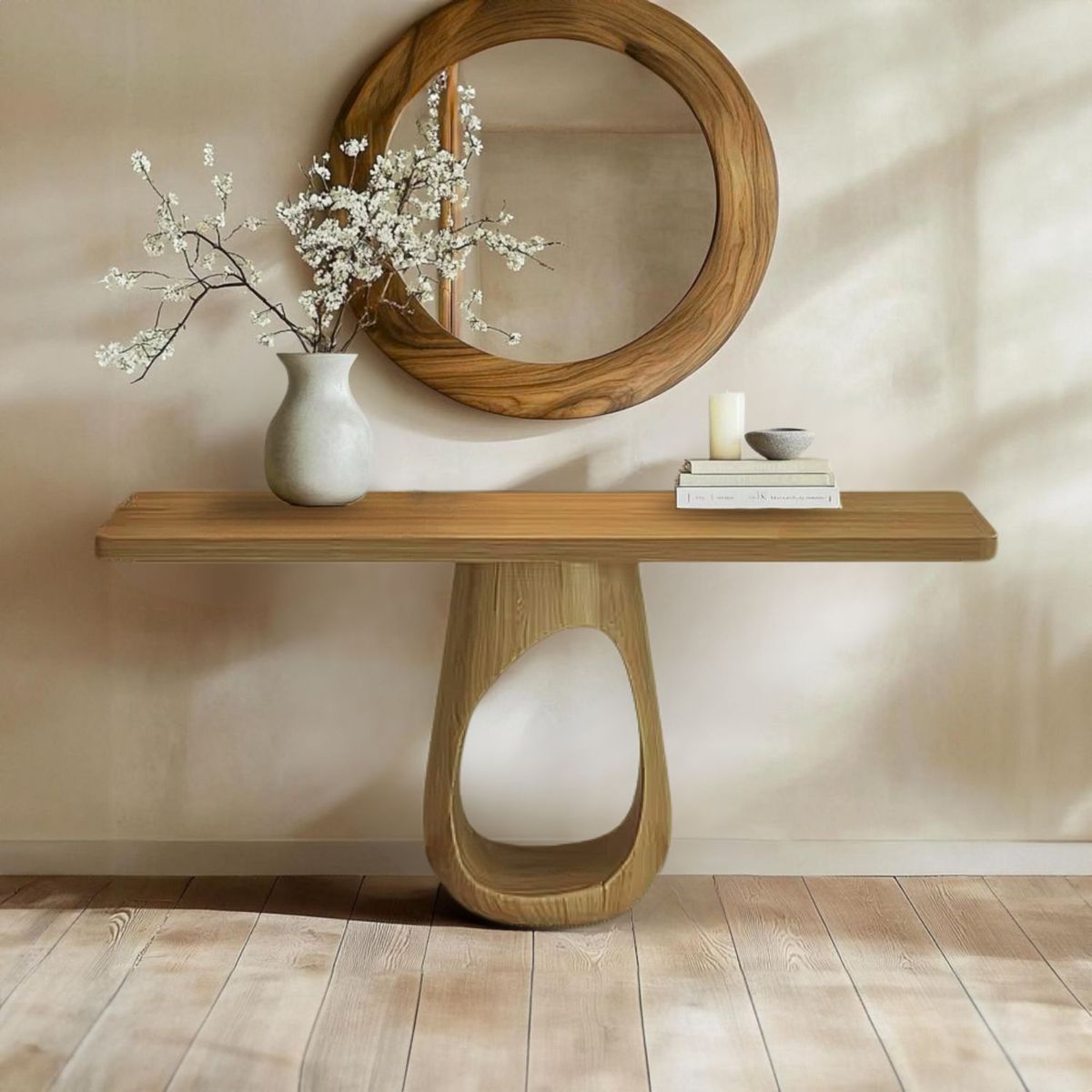 SANTU HOME & DECO - Mesa Arrimo Nido Madera Maciza Roble