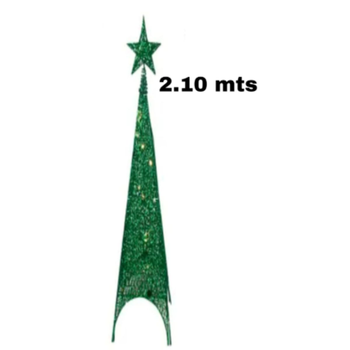 GENERICO - Arbol de navidad piramide 2.10 Con Estrella Brillante con Luz verde