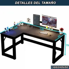 IDEEHOUSE - Escritorio Mesa Gamer Negro 120x60x75cm