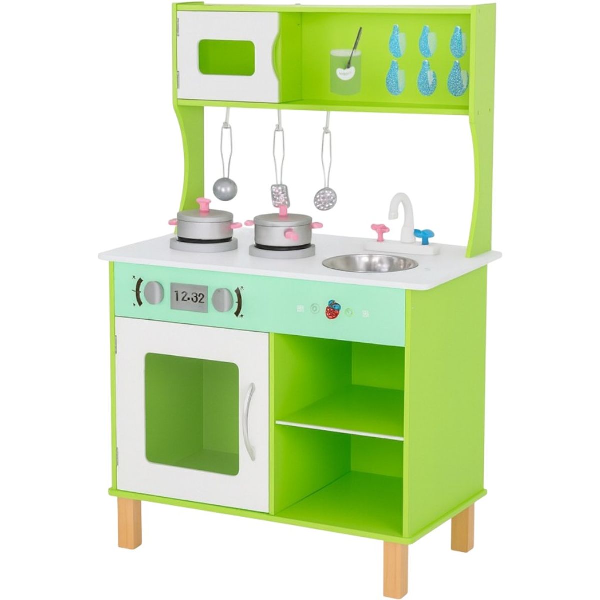 TODOK - Cocina De Juguete Multifunción + Accesorios 90x60x30Cm Kiddi Verde