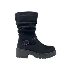 HERIEL - Bota Negra Plataforma Mujer