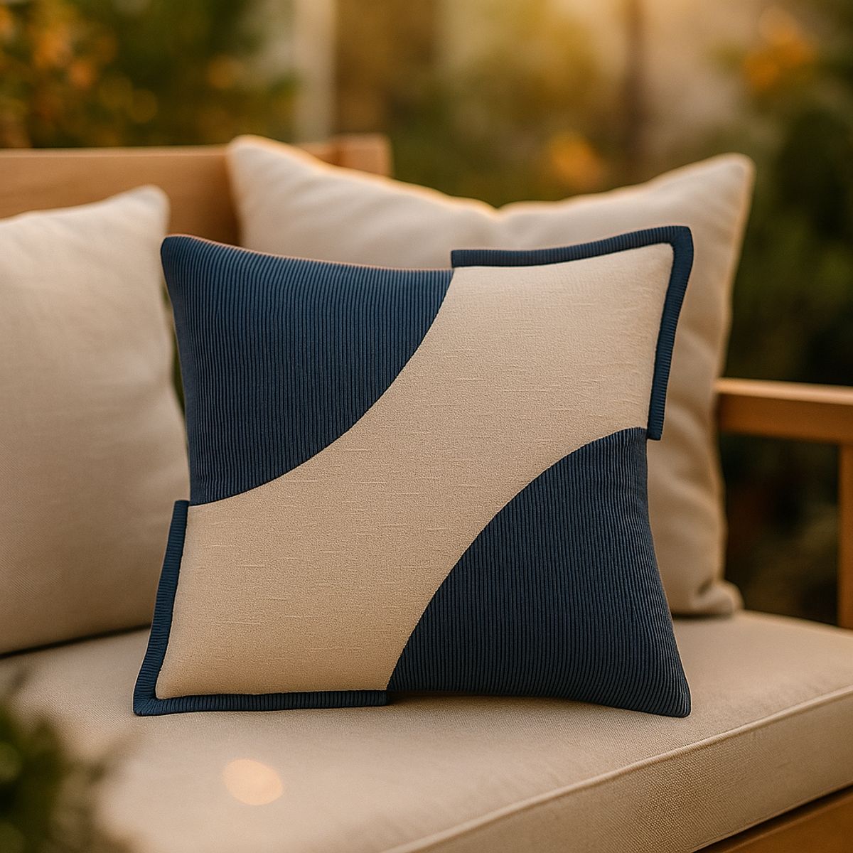 ARMONIA - Funda Azul Bicolor Decorativa 45x45cm Estilo Felpa 686